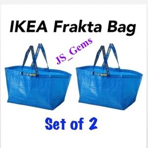 2 New IKEA Bags Tote Utility Unisex XL Blue Yellow Oversized Tarp NWT